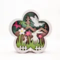Layered wooden rabbit flower craft ornament for home decor, cute desktop display gift. - Wooden Easter Flowers