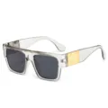 Schicke transparente Sonnenbrille mit quadratischem Rahmen, modisches chunky Design unisex. - Transparenter Grauer Rahmen Schwarze Graue Linse Stil (5406)