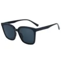 Gafas de sol cuadradas negras clasicas para mujer con montura grande de moda urbana. - Montura Negra Lentes Gris Negro