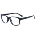 Elegantes gafas ovaladas negras con filtro de luz azul, montura ligera para uso diario. - Negro