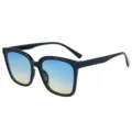 Gafas de sol oversize de moda con degradado para mujer y hombre, protección UV elegante. - Marco Negro Lente Azul Degradada