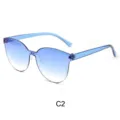 Farbverlauf blau rahmenlose Bonbonfarben Sonnenbrille Variante C2, stylische transparente Brille. - Blauer Farbverlauf Stil (C2)