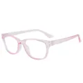 Gafas transparentes rosas, montura óptica ovalada anti luz azul para moda diaria. - Rosa transparente