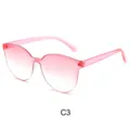 Rosa Farbverlauf rahmenlose Sonnenbrille Bonbonfarbe einteilige modische Brille C3 Modell - Rosa Farbverlauf Stil (C3)
