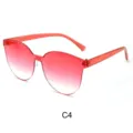 Bonbonfarbene, rahmenlose Sonnenbrille mit Farbverlauf und einteiligen Geleegläsern. - Roter Farbverlauf Stil (C4)