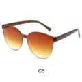 Brown gradient one-piece rimless sunglasses, stylish wavy edge candy color variant C5. - Gradient Brown Wave Style (C5)