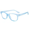 Gafas luz azul azul claro transparente, montura ovalada elegante lentes transparentes ópticas. - Azul transparente