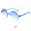 Occhiali da sole senza montatura sfumati blu ondulati, eleganti occhiali alla moda da donna - Doppio Blu