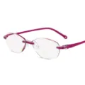 Gafas de lectura sin montura elegantes para mujer con lentes antirreflejo de luz azul. - 100 / Marco Púrpura