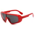 Occhiali da sole futuristi con montatura rossa, occhiali alla moda tendenza per donne. - Montatura Rossa con Lenti Grigio Scuro