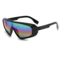 Occhiali da sole maschera futuristici oversize donna uomo, specchiati arcobaleno sportivi. - Montatura Nera Lente Multicolore