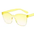 Frameless one-piece yellow sunglasses for adults, trendy transparent sun protection eyewear. - Gradient Yellow