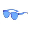 Occhiali da sole rotondi blu trasparenti da uomo e donna alla moda elegante. - Blu scuro
