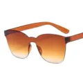 Stylish one-piece gradient rimless sunglasses for adults, perfect for outdoor UV protection. - Gradient Tea