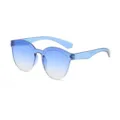 Occhiali da sole alla moda sfumati blu montatura rotonda stile estivo per donna e uomo chic. - Doppio Blu