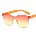 Gradient One-Piece Frameless Sunglasses Orange Sun Shades for Women and Men Daily Wear - Orange to Yellow Gradient