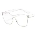 Clear frame rimless sunglasses fashion one piece oversized transparent eyewear for adults - Transparent