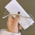 Occhiali da lettura senza montatura con taglio diamante per donne, eleganti e chiari. - 1.00 Diottrie / Argento