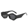 Schwarze unregelmäßige Sonnenbrille für Damen und Herren, stylische UV400 Brille. - Schwarzer Rahmen Schwarz Graue Gläser