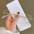 Occhiali da lettura senza montatura eleganti con lenti tagliate e aste con brillantini - 1.00 Diottrie / Oro