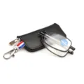Portable folding reading glasses with metal frame and leather case for clear vision daily. - 100 / Black With Bag
