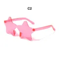Rosa Stern Form Party Sonnenbrille Bonbon Farbe Durchsichtig Randlose Mode Brille C2 - Rosa