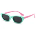 Occhiali da sole polarizzati per bambini in silicone protezione UV per ragazzi e ragazze. - Montatura Verde Stanghette Rosa