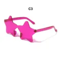 Rosa sternfoermige rahmenlose Party Sonnenbrille suesse Bonbonfarben Festival Brille C3 - Rötliches Lila