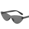 Modische rahmenlose einteilige Cat-Eye Sonnenbrille für Damen und Herren dunkle Brille - Hellgrau