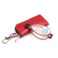 Red folding reading glasses with leather case, compact portable design for seniors. - 100 / Red with Bag