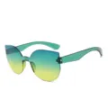 Farbverlauf einteilige Bonbonfarbe Sonnenbrille für Damen und Herren grüne Brillenfassung. - Grün-Gelber Verlauf
