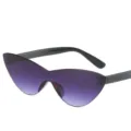 Stylische rahmenlose einteilige Katzenaugen-Sonnenbrille mit farbverlauf lila Gläsern. - Grauverlauf