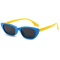 Kinder polarisierte Sonnenbrille, süßer Katzenauge kleiner Rahmen, blau gelb. - Blauer Rahmen Gelbe Bügel