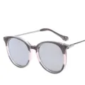 Lunettes de soleil rondes dégradées tendance pour femmes, monture métal protection UV. - Monture Grise Transparente Verres Mercure Argent