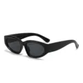 Retro Katzenauge Sonnenbrille für Damen und Herren, stilvolle dicke Rahmen schwarze Brille. - Schwarzer Rahmen Graue Gläser