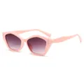 Retro Polygon Sonnenbrille mit Farbverlauf-Gläsern und Nietendetails in stilvollem Rosa. - Gelee Rosa Rahmen Verlaufsgrüne Gläser