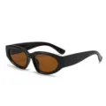 Vintage dicke Katzenauge Sonnenbrille für Damen und Herren, trendige UV-Schutz Brille. - Schwarzer Rahmen Tee Gläser
