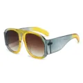 Chic oversized gradient color sunglasses for women, trendy street style thick frame eyewear. - Blue Yellow Frame Double Tea Lens