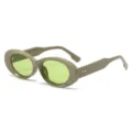 Trendige dicke ovale Sonnenbrille fuer Damen Retro Statement Brille mit gruenen Glaesern - Grüner Rahmen / Grüne Gläser