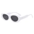 Trendige weiße ovale Sonnenbrille für Damen, stylische Vintage Mode Brille mit dunklen Gläsern. - Weißer Rahmen Graue Gläser