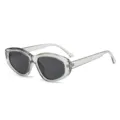 Transparente Katzenaugen Sonnenbrille fuer Damen Herren Retro UV Schutz Sonnenbrillen - Durchscheinender grauer Rahmen Graues Glas