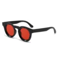 Retro black frame red lens sunglasses for women, fashionable summer beach UV protection eyewear. - Black Frame Red Lens
