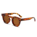 Retro tortoise shell round sunglasses for women, vintage brown lenses fashion eyewear. - Tortoiseshell Frame Tea Lens