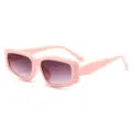 Roze dikke vierkante zonnebril voor dames, modieuze zonnebril met kleurverloop UV-bescherming. - Roze Frame Dubbel Grijze Lens