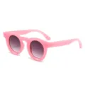 Pink round sunglasses for women, candy color retro sun glasses with gradient lenses. - Jelly Pink Frame Double Grey Lens