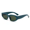 Retro Katzenauge Sonnenbrille Dunkles Türkis Dicker Rahmen Trendige UV Schutz Brille - Grüner Rahmen Graue Gläser