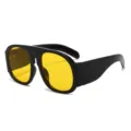 Modische Oversize Sonnenbrille mit Farbblock für Damen, trendige Streetstyle Brille. - Glänzend Schwarzer Rahmen Gelbe Linse