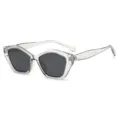 Transparente polygonale Sonnenbrille mit schwarzen Gläsern, stilvoller Retro-Sonnenschutz. - Durchscheinender grauer Rahmen Graues Glas
