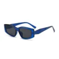 Dames zonnebril, modieus blauw transparant dik klein vierkant montuur, uv-bescherming. - Blauw Montuur Grijze Lens