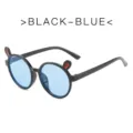 Occhiali da sole rotondi neri per bambini lenti blu orecchie di coniglio nero-blu. - Montatura Nera Lenti Blu